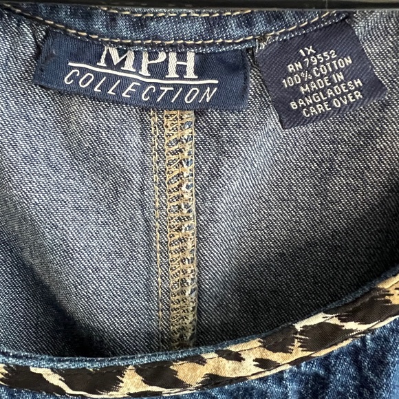 MPH Collection 90s denim embroidered midi maxi dress size XL - Picture 2 of 8